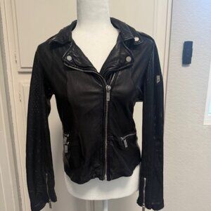 Mauritius Women's Lambskin Leather Moto Biker Jacket, Free People Small